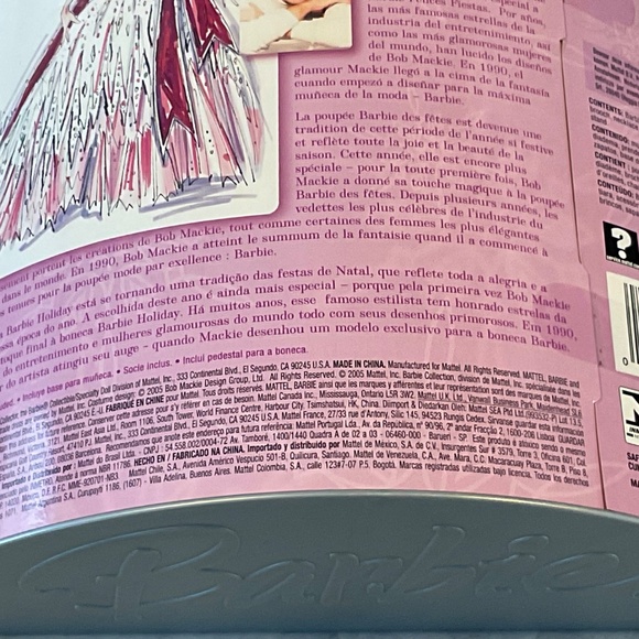 Holiday Barbie Doll by Bob Mackie 2005 NRFB Foreign Language Edition Rare - Picture 11 of 11